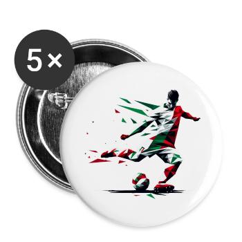 Fussball Italien - Buttons groß 56 mm (5er Pack) - Weiß - Vorne