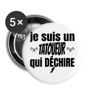tatoueur qui déchire - Lot de 5 grands badges (56 mm) - blanc - Devant