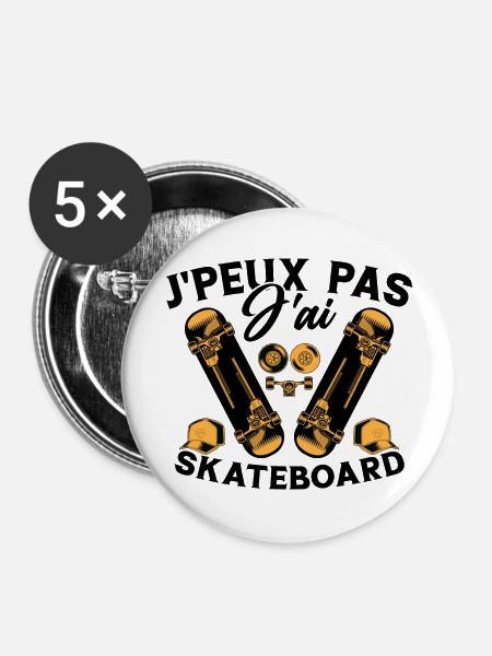 Ich kann nicht Skateboarding - Buttons groß 56 mm (5er Pack) - Weiß