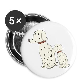 Dalmatien père et fils - Lot de 5 grands badges (56 mm) - blanc - Devant
