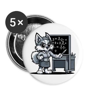 Cute Dog Teacher - Buttons large 2.2''/56 mm (5-pack) - white - Front