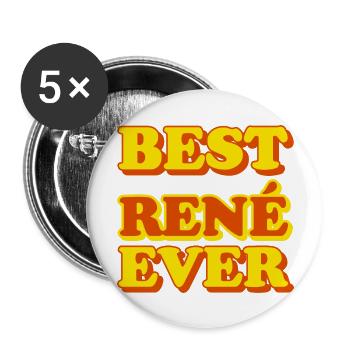 Lustiges Geschenk mit Vornamen René - Buttons groß 56 mm (5er Pack) - Weiß - Vorne