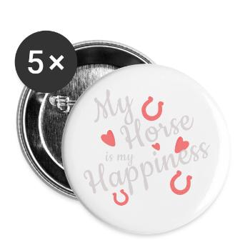 My Horse is my Happiness - Buttons groß 56 mm (5er Pack) - Weiß - Vorne