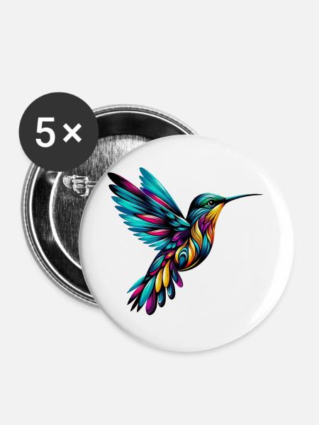 Kolibri - Buttons groß 56 mm (5er Pack) - Weiß