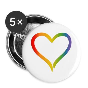 Regenbogen Herz LGBT lgbt tshirt - Buttons groß 56 mm (5er Pack) - Weiß - Vorne