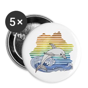 Delfin - Buttons groß 56 mm (5er Pack) - Weiß - Vorne