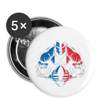 Rugbyman français - Lot de 5 grands badges (56 mm) - blanc - Devant