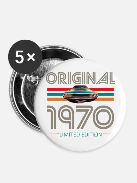 Original 1970 W - Buttons groß 56 mm (5er Pack) - Weiß