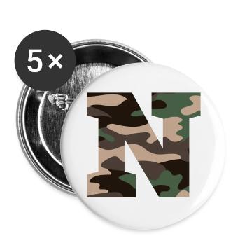 Letter N Military Camouflage - Gift Idea - Buttons large 2.2''/56 mm (5-pack) - white - Front