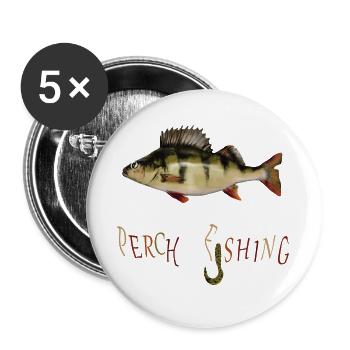 Barsch Angler - Buttons groß 56 mm (5er Pack) - Weiß - Vorne