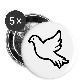 Taube Kontur Umriss Friedenssymbol - Buttons groß 56 mm (5er Pack) - Weiß - Vorne