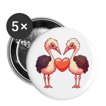 Autruche Couple Amour Couple Amoureux - Lot de 5 grands badges (56 mm) - blanc - Devant