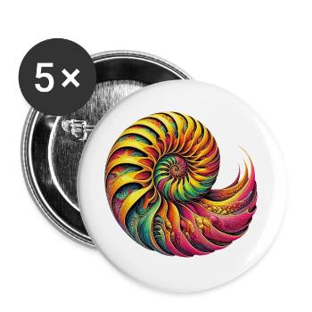 Coquille de Nautilus - Lot de 5 grands badges (56 mm) - blanc - Devant