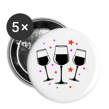 Weinglas Rotwein Symbol - Buttons groß 56 mm (5er Pack) - Weiß - Vorne