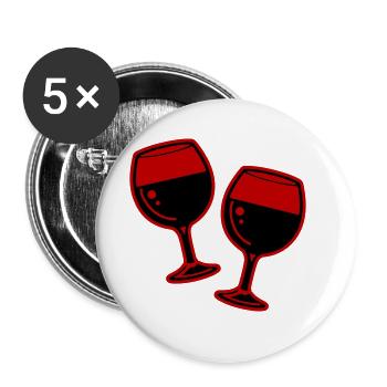 Verre de symbole de vin - Lot de 5 grands badges (56 mm) - blanc - Devant