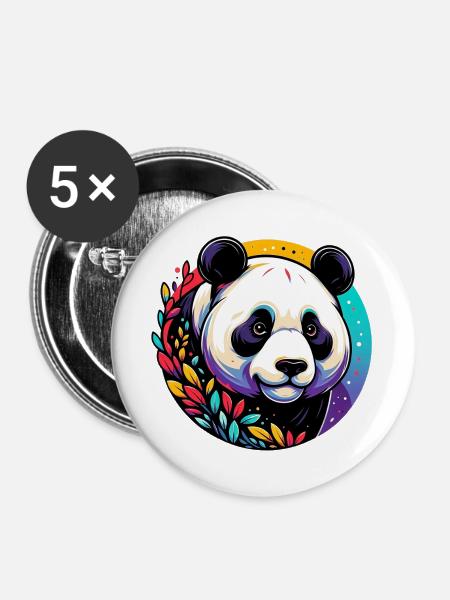 Panda - Buttons groß 56 mm (5er Pack) - Weiß