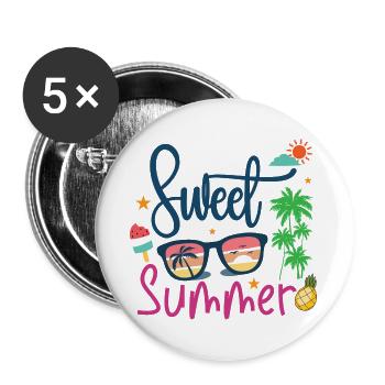 Süßer Sommer - Buttons groß 56 mm (5er Pack) - Weiß - Vorne
