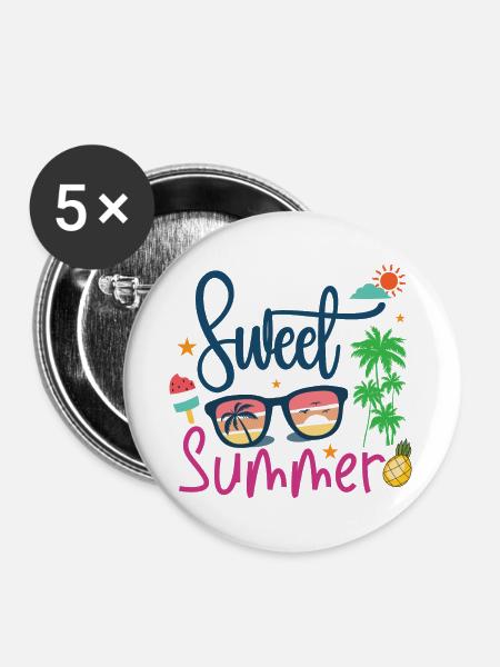 Süßer Sommer - Buttons groß 56 mm (5er Pack) - Weiß