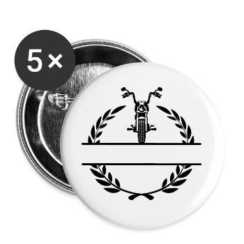 Motorsport chopper motorcycle in laurel wreath - Buttons large 2.2''/56 mm (5-pack) - white - Front