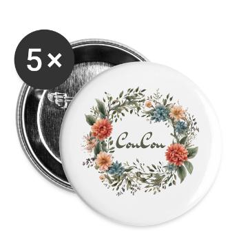 CouCou Flower - Floral Wreath - Flowers - Wreath - Buttons large 2.2''/56 mm (5-pack) - white - Front