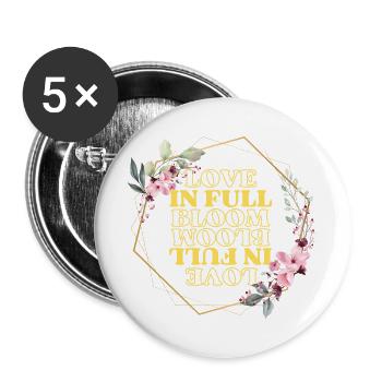 Love in Full Bloom Floral Frame - Buttons large 2.2''/56 mm (5-pack) - white - Front