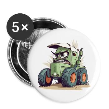 Kanzy der wütende Traktor - Buttons groß 56 mm (5er Pack) - Weiß - Vorne
