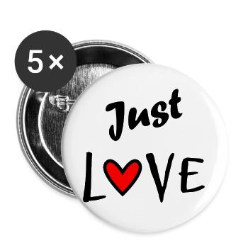 HERZ. HERZ. VALENTINSTAG. LIEBE. LIEBE. PAAR. - Buttons groß 56 mm (5er Pack) - Weiß - Vorne