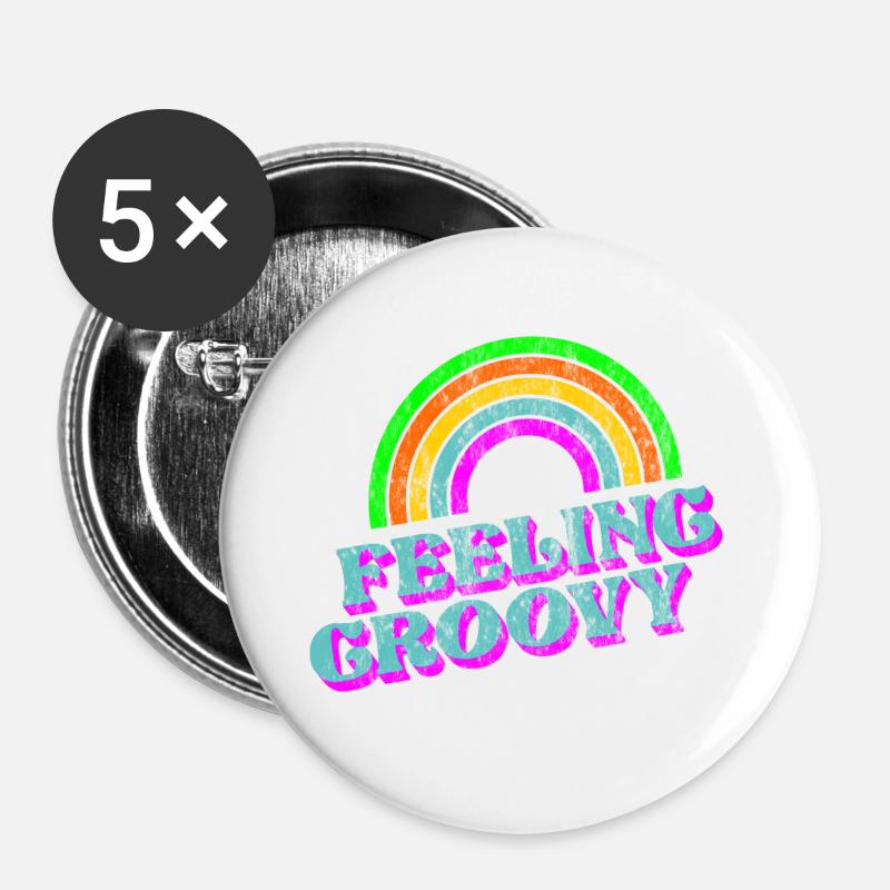 Feeling groovy 70s dicotheque disco music - Buttons large 2.2''/56 mm (5-pack) - white