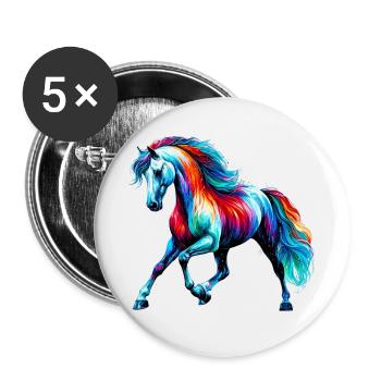 Pferd - Buttons groß 56 mm (5er Pack) - Weiß - Vorne