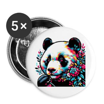 Panda - Buttons groß 56 mm (5er Pack) - Weiß - Vorne