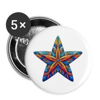 Étoile de mer - Lot de 5 grands badges (56 mm) - blanc - Devant
