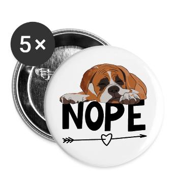 Boxer Dog Nope - Buttons large 2.2''/56 mm (5-pack) - white - Front