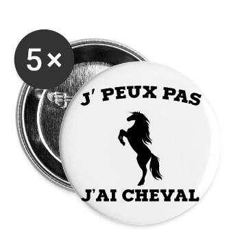 je peux pas j ai cheval - Lot de 5 grands badges (56 mm) - blanc - Devant