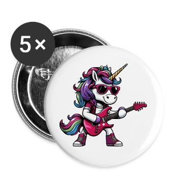 Unicorn Rock Metal Musician Guitar Design - Buttons large 2.2''/56 mm (5-pack) - white - Front