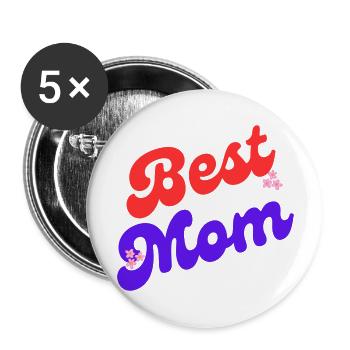 Best Mom - Buttons groß 56 mm (5er Pack) - Weiß - Vorne