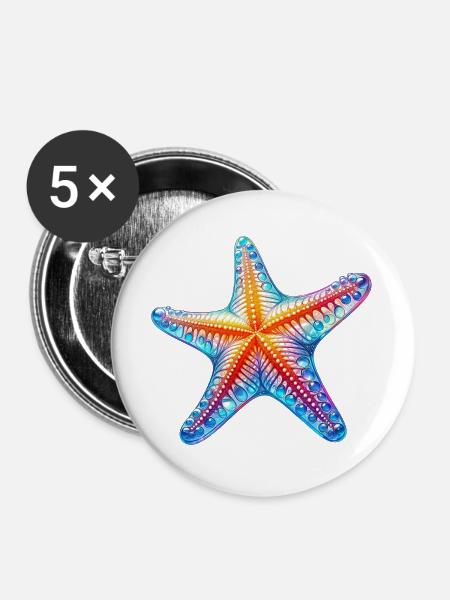 Seestern - Buttons groß 56 mm (5er Pack) - Weiß