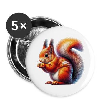 Eichhörnchen - Buttons groß 56 mm (5er Pack) - Weiß - Vorne