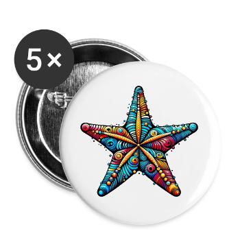 Étoile de mer - Lot de 5 grands badges (56 mm) - blanc - Devant