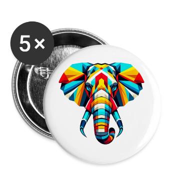 Elefant Pop Art - Buttons groß 56 mm (5er Pack) - Weiß - Vorne