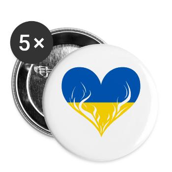 Ukraine Heart - Buttons large 2.2''/56 mm (5-pack) - white - Front