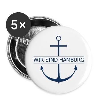 WIR SIND HAMBURG, marine - Buttons groß 56 mm (5er Pack) - Weiß - Vorne