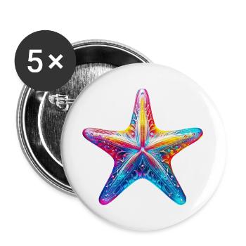 Étoile de mer - Lot de 5 grands badges (56 mm) - blanc - Devant