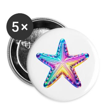 Étoile de mer - Lot de 5 grands badges (56 mm) - blanc - Devant