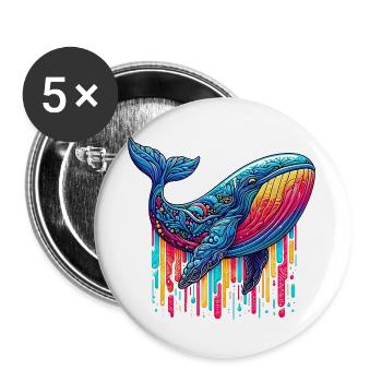 Whale - Buttons large 2.2''/56 mm (5-pack) - white - Front