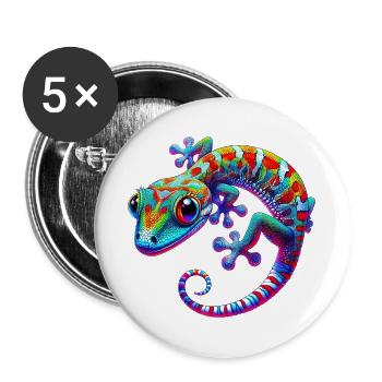 Gecko - Buttons groß 56 mm (5er Pack) - Weiß - Vorne