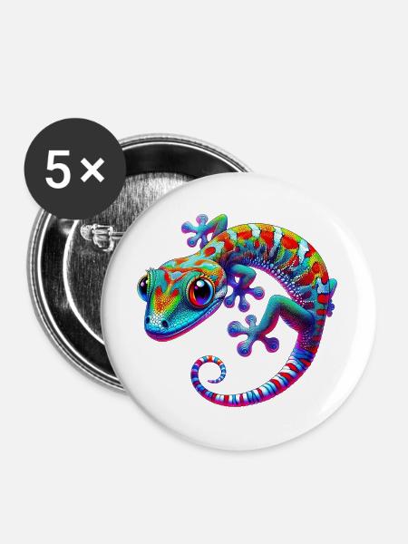 Gecko - Buttons groß 56 mm (5er Pack) - Weiß