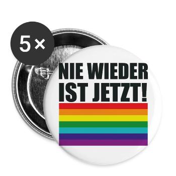 Nie Wieder Ist Jetzt Spruch Schriftzug - Buttons groß 56 mm (5er Pack) - Weiß - Vorne