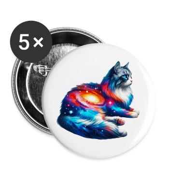 Katze - Buttons groß 56 mm (5er Pack) - Weiß - Vorne