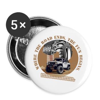 Conducteur tout-terrain - Lot de 5 grands badges (56 mm) - blanc - Devant