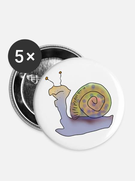 Cool Snail - Buttons groß 56 mm (5er Pack) - Weiß